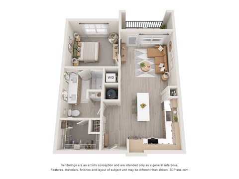 Floor plan for 1 bed, 1 bath, 784 sqft